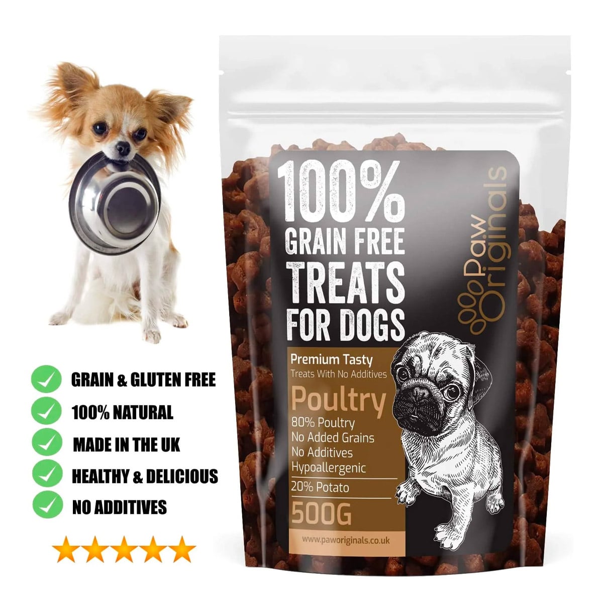 Paw Originals Poultry Grain Free Dog Training Treats 500g