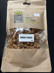 Paw Originals Rabbit Cubes 100% Rabbit Meat Single Protein 150g Re-Sealable bag.